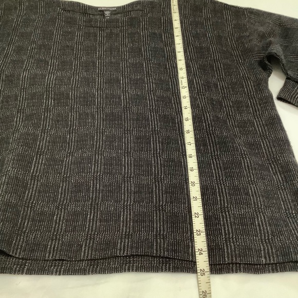 Eileen Fisher size L check print 3/4 sleeve scoop neck blouse (W451) - Picture 14 of 14